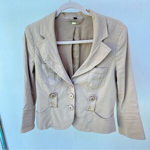 Y2K Bebe Tan Linen Blend Blazer Size Small